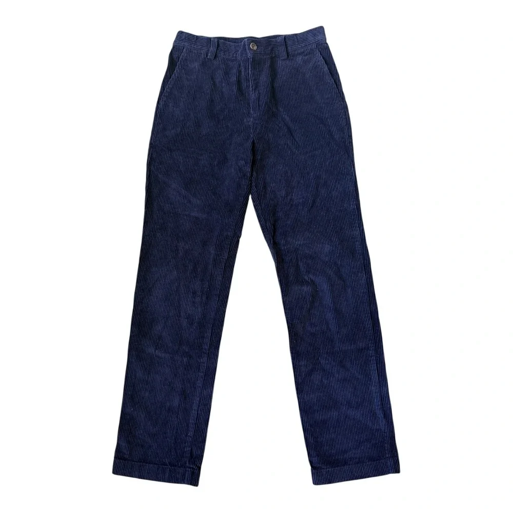 Brooks Brothers Fleece Boys Navy Corduroy Pants Size 12 Hidden Gingham Lining
